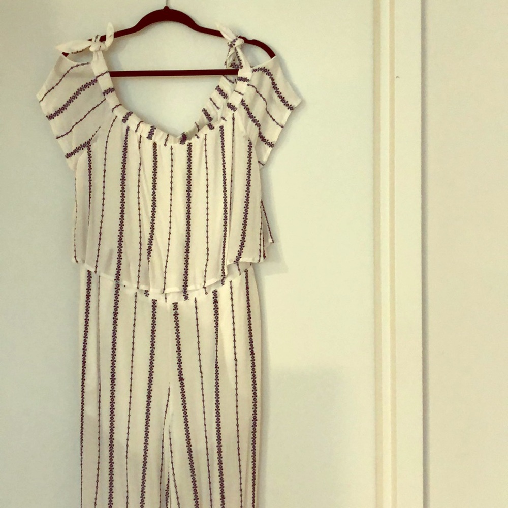 Navy / white Capri jumpsuit